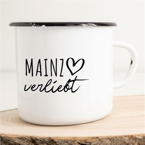 Huuraa Emaille Tasse Mainz Geschenk Kaffeebecher Vintage 300ml Mainz Geschenkidee