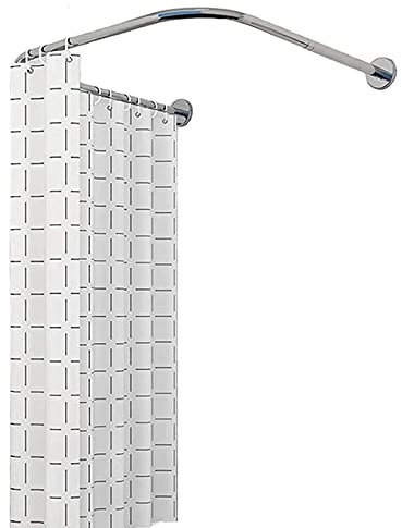 TRFBC Duschstange in U-Form, Gebogene Duschvorhangstange Mattes Silberner,Teleskopstange Aus Edelstahl,Für Badezimmerduschkabine 100% Rostfrei,60 to 90 * 90 * 60 to 90cm