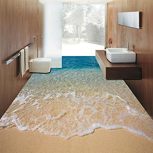 Benutzerdefinierte 3D Strand Meer Wasser Wohnzimmer Schlafzimmer Badezimmer Boden Wandbild Gemälde Selbstklebende Vinyltapete Wohnkultur-150X105Cm 3D Pvc Bodenbelag Benutzerdefinierte Foto Selbstkle