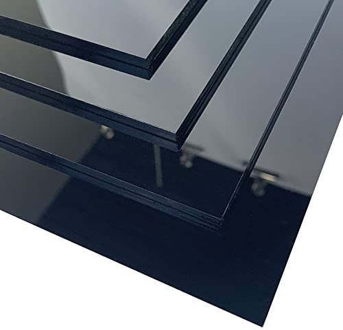 Plaque de Verre Synthétique Noir. Épaisseur 2 ou 4 mm - Verre Acrylique Extrudé Noir - Feuille de PMMA XT Noir - 90 x 90 cm (900 x 900 mm) - 2 mm -