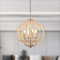 Eoodis Vintage Pendelleuchte Holzperlen Kronleuchter 4 Licht Retro Bauernhaus Kronleuchter Weiß Kronleuchter für Esszimmer, Küche, Schlafzimmer (Glühbirne nicht im Lieferumfang enthalten)