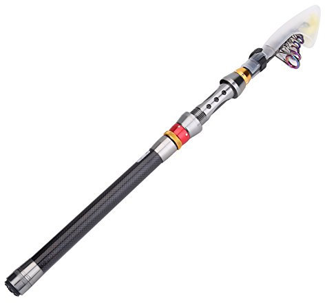 Cocoarm Teleskop-Angelrute Tragbare Carbon Superleichte Pistolengriff Angelrute Bass 2,1/2,7/3,0/3,6 m Teleskopangel für Salzwasser Süßwasser(2.7m)