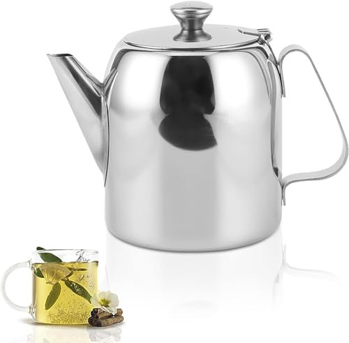 Uadme 850ml Big Tea Pot, Exquisite Quality Stainless Steel Short Spout Water Jug Cafe Premium Coffee Stovetop Fruit Herbal Kettle for Home Kitchen Hotel Restaurants Conference Rooms Living Room(850ml)