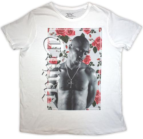 Tupac T Shirt 2PAC Floral Logo Official Womens Skinny Fit White S