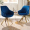 Zouron Chaise de Salle à Manger en Velours Lot De 2, Chaise de Bureau Pivotante avec Pieds Dorés, Fauteuil de Salon avec Accoudoirs et Siège Rembourré Épais, Bleu