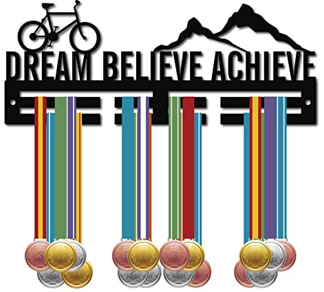 CREATCABIN Porta Medaglie Acrilico Porta Medaglie Triathlon Espositore Supporto Montaggio Appendiabiti Parete Nuoto Bici Corsa Appeso per Casa Atleti Medaglia Corsa Calcio Ginnastica Oltre 20 medaglie