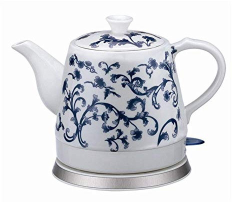 GImLY Bollitore Elettrico Teiera Bollitore Bianco Senza Fili in Ceramica Elettrica per tè, caffè, Zuppa, Base Rimovibile di Farina d'Avena, Protezione a Secco Bollire,B,A