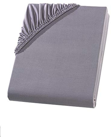 Visaggio Mikrofaser Spannbettlaken 90-100 x 200 cm Grau Microfaser Polyester Spannbetttuch Bettlaken