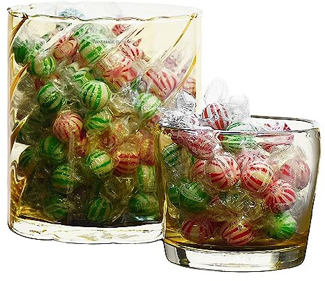 SOLAVIA Vase and Bowl Set Amber Optic Pleat Handmade Glass Flower H17cm H10cm Housewarming Home Decorating Gift, 2 Piece