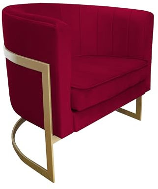 MartHome Moderner Sessel Goya - Sessel im LOFT-Stil, Velvet Polstersessel für Wohnzimmer, Schlafzimmer - Cleanaboo & PETPROOF - Sessel Wohnzimmer, Lesesessel Relaxsessel (Rot MG31, Gold)