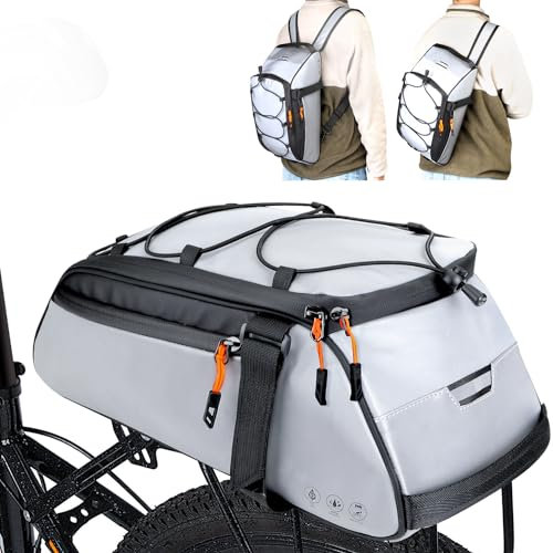 WOTOW Sac de Porte-Bagages arrière de vélo - Grand Sac de Coffre étanche entièrement réfléchissant de 10 L, Porte-Bagages Multifonctionnel pour siège arrière de vélo