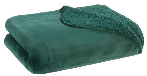 casa NOVA Wende-Wohndecke - Dunkelgrün - Polyester - 150 x 200 cm