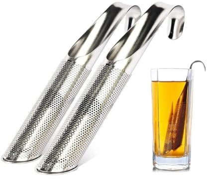 2 Stück Stainless Steel Tea Diffuser, Teezerstäuber aus Edelstahl, Teesieb Teeei aus 304 Edelstahl Teefilter feinmaschig Teestab, Edelstahl Teesieb mit Hakengriff für losen Tee
