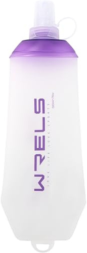WRELS Botella blanda plegable de 200ml/350ml/500ml, botella de agua blanda plegable libre de BPA con anillo para colgar, botella de hidratación ligera de TPU para correr, maratón, ciclismo, senderismo