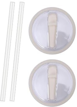 2 PCS 30 Oz Replaceable Tumbler Flip Straw Lid for Stanley - Cream, Quencher H2.0 30oz