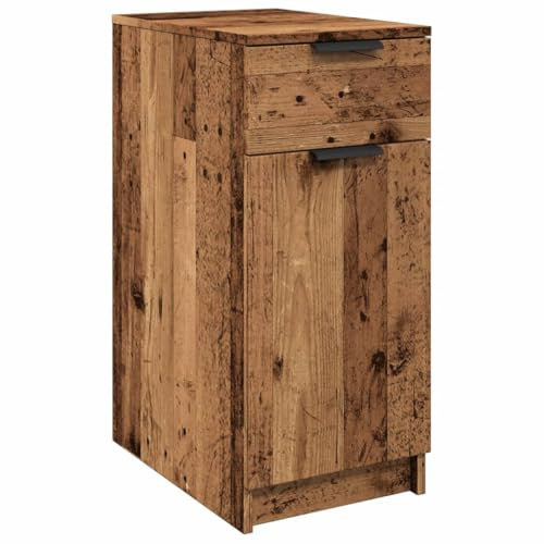 vidaXL Desk Cabinet Cupboard Storage - Old Wood Engineered - Brown, 33x50x75 cm - Modern Multi-Purpose Drawer and Compartments for Living Room/Home Office