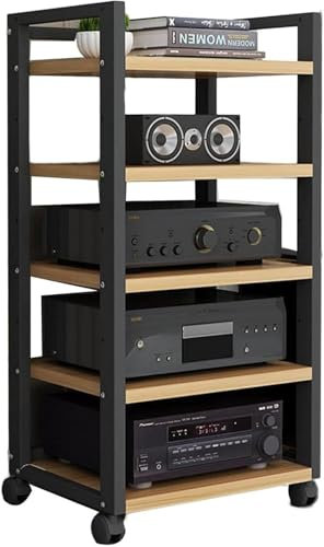 Druckertisch Mit Rollen Druckerregal HiFi-Rack 5-stufige Audio/Video-Medienständer HiFi-Audioschrank Leicht Zu Bewegen Tv Stand Cabinet Plattenspieler Schrank Verstärker-Rack(Style 3,60x40x100cm)