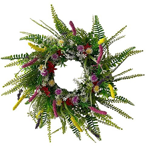 AKTOUR Fuori Porta Natale Bianco E Oro Ghirlanda Fattorie Versatile Bellissimo cottage e decorazione di primavera Bottoni Legno Grandi 20 Cm (A, One Size)