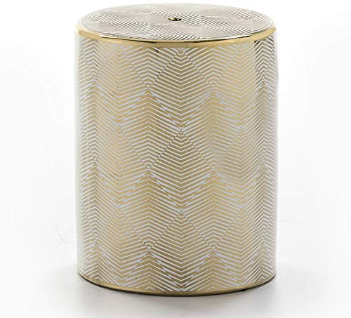 TABURETE 33X33X43 CERAMICA BLANCO/DORADO