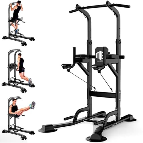ManiBoom Maquina Dominadas Multifuncional Altura REGULABLE 2,35m SOPORTA 220kg - Estacion de Entrenamiento y Musculacion con Barra de Fondos para Gym y Calistenia en Casa, Pull up Station Power Rack