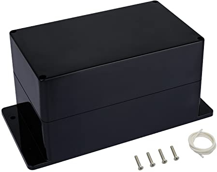LMioEtool Abzweigdose, wasserdicht und staubdicht IP65, universelles Elektronikgehäuse aus ABS-Kunststoff, Schwarz mit Befestigungsohren,200 x 120 x 113 mm