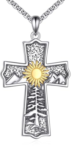 JERELI Berg Halskette Sterling Silber Bergkette Bergkreuz Halskette für Männer Frauen
