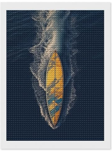 QMNRTK Surfboard 5D-Diamant-Malerei-Set für Erwachsene, DIY-Diamant-Kunst-Sets für Anfänger, Vollbohrer, runde Diamant-Punkte, Malerei, Edelstein-Kunst-Kits für Heimdekoration, 30,5 x 40,6 cm