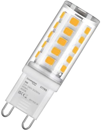 Crompton Lamps LED G9 Capsule Bulbs 3W | 28W Halogen Replacement | Cool White 4000K | Energy-Saving LED Light Bulbs | Clear G9 Bulbs for Ceiling, Cabinet & Accent Lighting