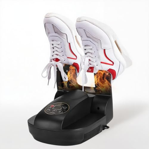 Elektrischer Schuhtrockner, Ski, Heizung durch Gebläse – schnell trocknend, digitaler Timer und faltbares Design für Stiefel, Handschuhe, Socken (schwarz)