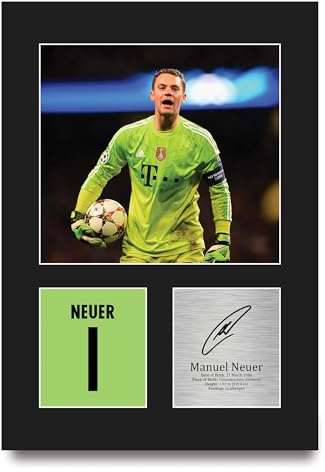 HWC Trading Manuel Neuer Bayern Munich Geschenke Gedrucktes Signiertes Autogramm Foto für Fußball Anhänger and Fans - A4 Porträt