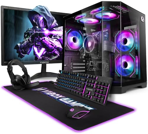 Vibox I-507 Gaming PC Set Komplett • Monitor 22 Zoll • AMD Ryzen 3 3200G 4-Kern • Radeon Vega 8 • 16GB RAM • 1TB SSD • Linux OS • WLAN • Noir