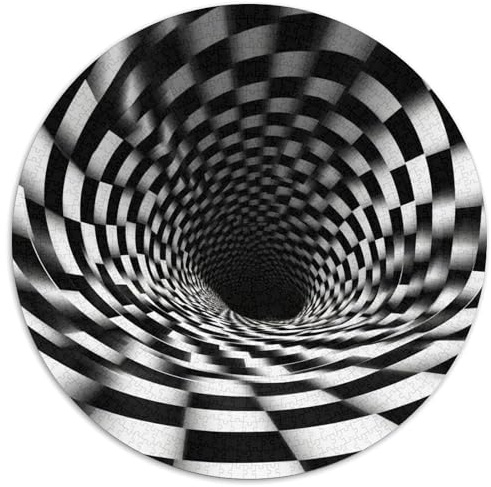 1000 Teile Schwindel Puzzle Perfekt Für Spieleabende Wunderschönes Dekoration Herausforderndes Schwarz-Weiß Spirale Illusion Puzzle Für Erwachsene Teenager 1000pcs (67.5x67.5cm)