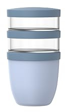 Mepal - Müslibecher 3 teilig Ellipse - Müslibecher To Go - Joghurtbecher To Go - Platz für Snacks und Toppings - Geeignet für Spülmaschine - 500 + 200 + 200 ml - Nordic blue