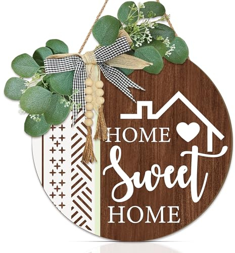 TOARTi Welcome Front Door Wreath Home Sweet Home Wall Art Sign 11.5in
