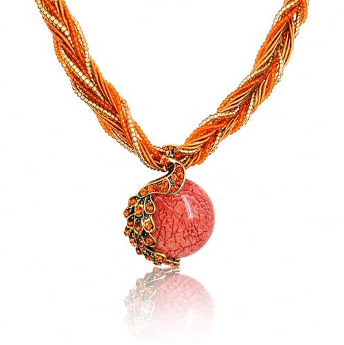 WATEFOER Retro Böhmisch Halskette für Damen Vintage Türkis Kette mit Anhänger Malachit Halskette Lang Kette Modeschmuck Geschenke für Weihnachten Valentinstag Geburtstag