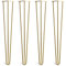 The Hairpin Leg Co. 4X Haarnadel-Tischbeine: Doppel-Schweiß Stahl, Schrauben, Anleitung, Schutzfüße. Klassischer 10mm 3 Stangen Stil. 71cm Messing