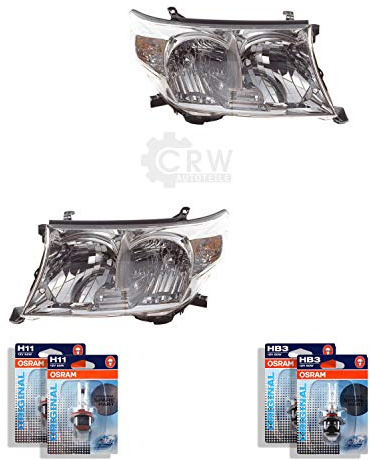 EISENFELS Bundle Set 69598399 Scheinwerfer rechts & links + Leuchtmittel H11 Classic + HB3 Classic kompatibel mit Land Cruiser 200_URJ20_ J20_
