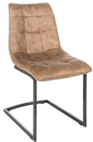 invicta INTERIOR Design Freischwinger Stuhl Miami Taupe braun Metallgestell matt schwarz Stuhl Besucherstuhl
