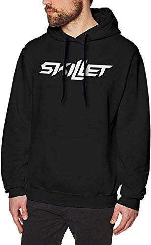 Henrnt Skillet Band Men's Fashion Long Sleeve Sweatshirt Drawstring Pullover Hoodies Black