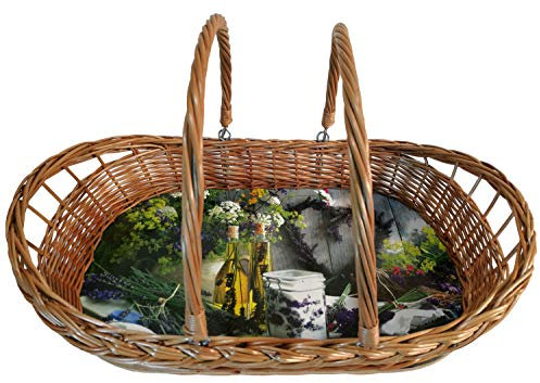 LovinBirds Frühstückstablett Weidentablett bewegliche Henkel Weide 52 cm x 40 cm