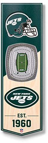 YouTheFan Unisex NFL New York Jets 3D Banner, 15,2 x 48,3 cm, MetLife Stadion, Team-Farben, Einheitsgröße