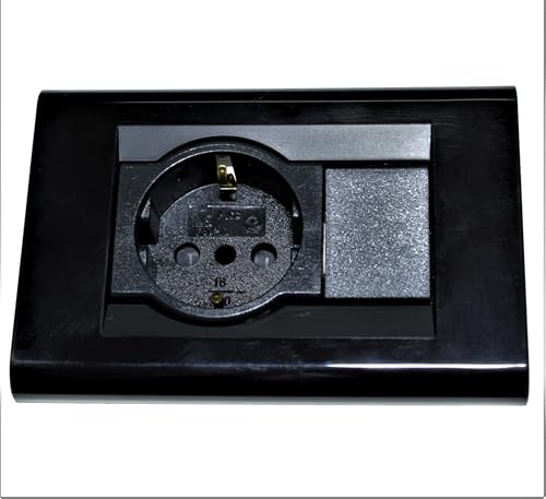 Living Classica Placca più Supporto e schuko più 1 posto compatibile Nera in plastica