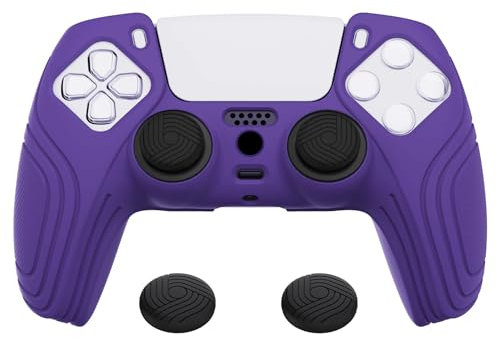 eXtremeRate PlayVital Cover Skin per ps5 Controller Joystick Custodia Protettiva Antiscivolo Silicone Case con Gommini Coprilevette Analogiche-Samurai,Viola