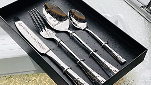 Personalized Gift, Customized Mixed Cutlery Set for Adults, Personalised Adult Cutlery Set, Fork, Knife, Spoon and Teaspoon, Stainless Steel, Customized Fork