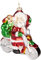 BRUBAKER Weihnachtsmann auf Motorrad Rot Grün - Handbemalte Weihnachtskugel aus Glas - Mundgeblasener Christbaumschmuck Figuren Lustig Deko Anhänger Baumkugel - 11,2 cm