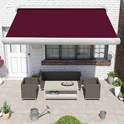 Green Bay 4.5x3M Wine Red Full Cassette Electric Retractable Garden Patio Canopy Awning Remote Controlled