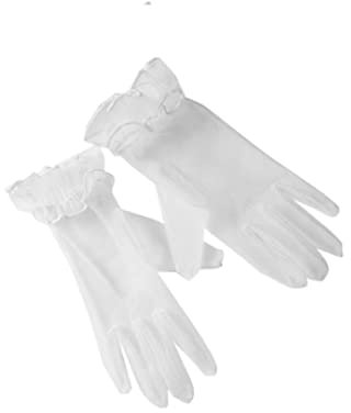 bmactosh Damen Tüll Teeparty Handschuhe Abschlussball Abend Party Zubehör Kurze Braut Hochzeit Handschuhe, Weiß, Einheitsgröße