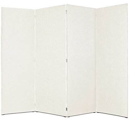 DESHOME - Separe divisorio interno dal design moderno, tessuto idrorepellente struttura in legno 4 ante - Separè divisorio paravento richiudibile pieghevole (Bianco crema)