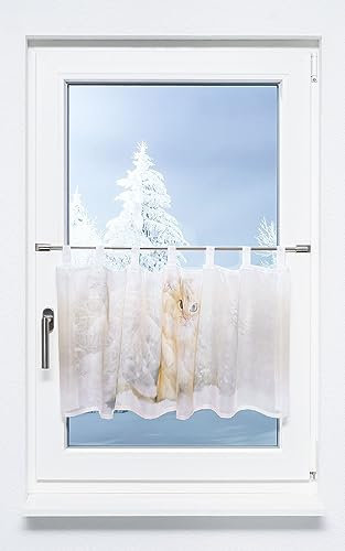 LYSEL Scheibengardine Katze im Schnee (Bx H) 120cm * 45cm beige/Creme