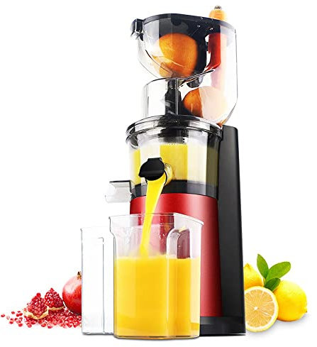 Slow Masticating Juicer Extractor Big Mouth Cold Press Juicer Machine with Quiet Motor & Reverse Function for Fruits and Vegetables Juice Fountain BPA Free
